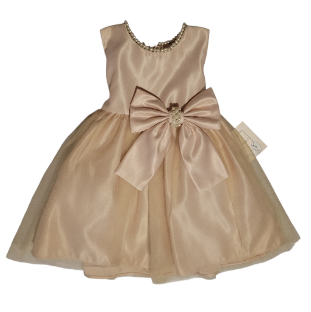 Kids/Girls SWEET KIDS INC Sleeveless Dull Satin Pearl Tulle Dress Blush Suze L